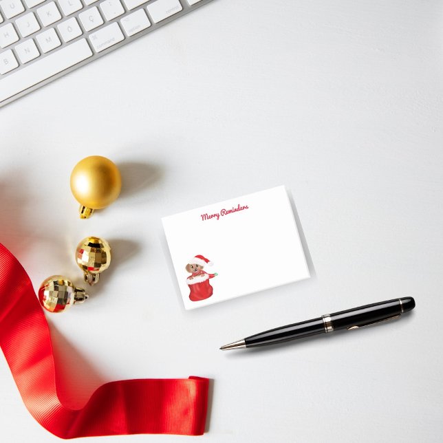 Puppy Bulldog In Santa's Bag Merry Reminders Post-it Notes (Creator Uploaded)