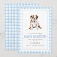 Puppy bulldog preppy plaid birthday