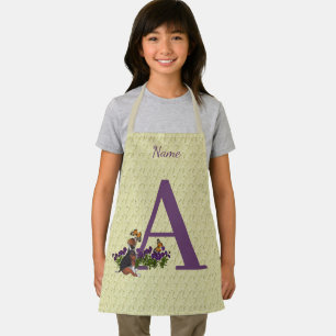 Puppy Butterflies Monogram Initial A Personalised Apron