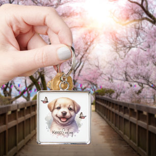 Puppy Butterfly Keep Smiling Keychain