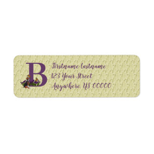 Puppy Butterfly Monogram Initial B Return Address