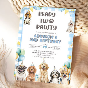 Puppy Calling All Pawty Animals 2nd Birthday Invitation