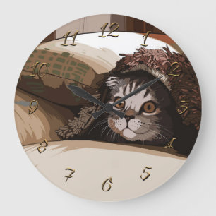 Puppy cat large clock