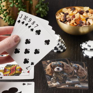 Puppy Cavalier Spaniel Steampunked, Playing Cards