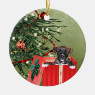 Puppy Christmas Ceramic Tree Decoration