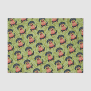 Puppy Christmas Dachshund Weiner Santa Dog Tissue Paper