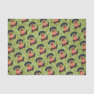 Puppy Christmas Dachshund Weiner Santa Dog Tissue Paper