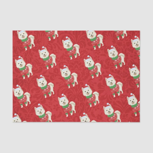 Puppy Christmas Husky Pomeranian Shiba Santa Dog  Tissue Paper (Front)