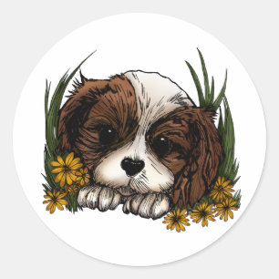 Puppy classic round sticker