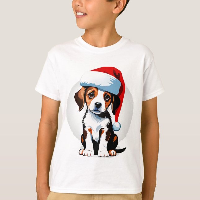 Puppy Claus Christmas Charm T-Shirt (Front)