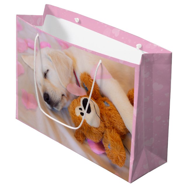 Puppy cuddles 02 large gift bag (Front Angled)