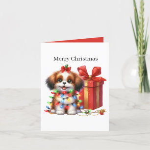 Puppy customisable Merry Christmas Holiday Card