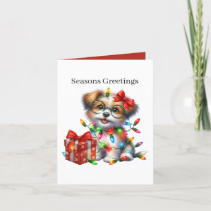 Puppy customisable Seasons greetings Holiday Card