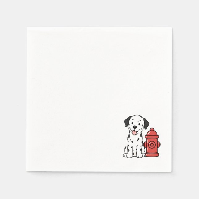 Puppy Dog and Fire Hydrant Cocktail Napkins (Front)