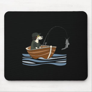 Puppy Dog Angler Fishing Hunting Funny Pet Enthusi Mouse Mat