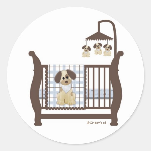 Puppy Dog Baby Bed Sticker (Front)