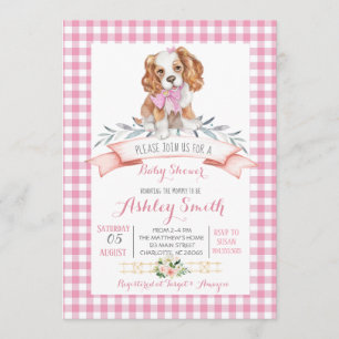 Puppy dog baby shower invitation pink girl