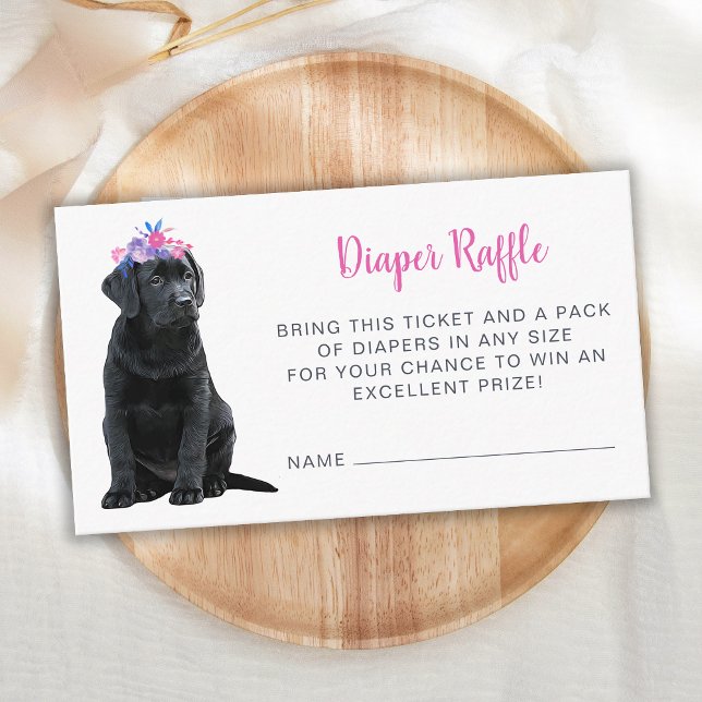 Puppy Dog Baby Shower Pink Girl Diaper Raffle Enclosure Card (Creator Uploaded)