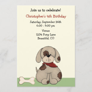 Puppy Dog Birthday Invitation for Boys