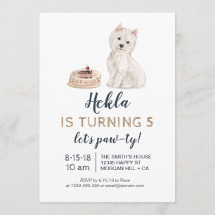 Puppy dog birthday invitation with westie