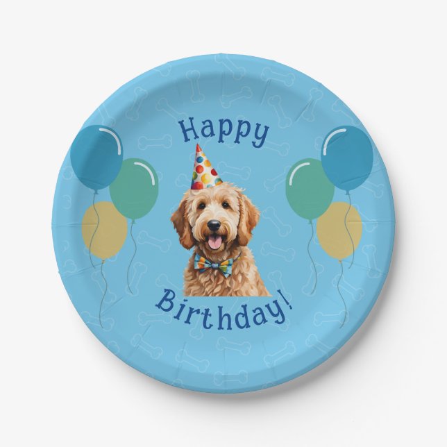 Puppy Dog Birthday Paper Plate (Front)