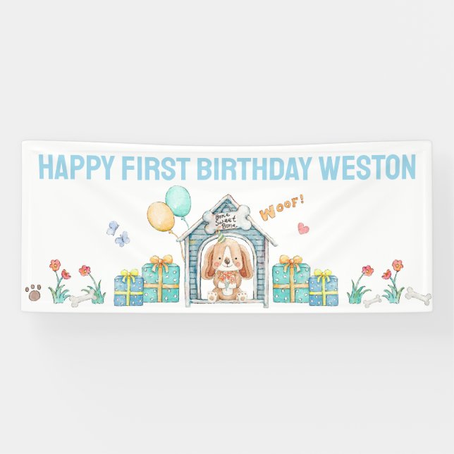 Puppy Dog Birthday Party Banner for Boys (Horizontal)