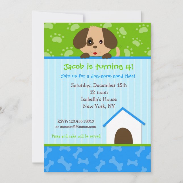 Puppy Dog Birthday Party Invitations (Front)