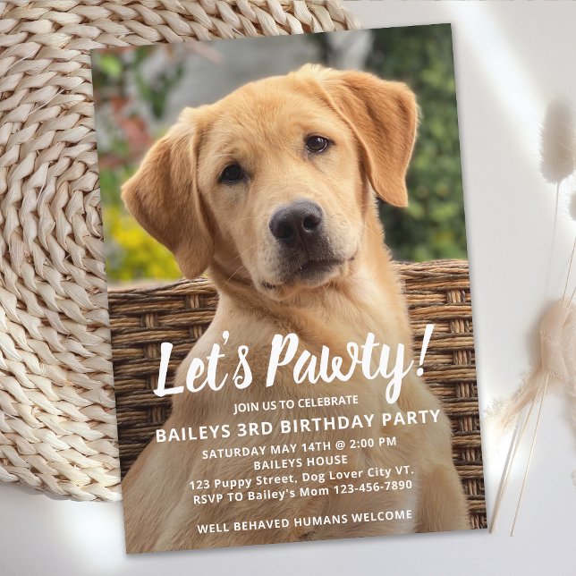 Puppy Dog Birthday Party Personalised Pet Photo Invitation (Creator Uploaded)