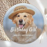 Puppy Dog Birthday Party Personalised Pet Photo Paper Plate<br><div class="desc">Birthday Girl! Add the finishing touch to your puppy or dog birthday party with this simple pet photo birthday boy design dog birthday party paper plates. Add your pup's favourite photo and personalise with name, birthday number. Change to Birthday Boy of a boy pup. Visit our collection for matching pet...</div>