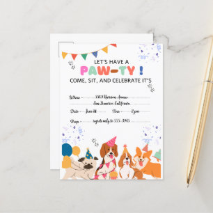 Puppy Dog Birthday Party Puppy Paw-ty Invitations