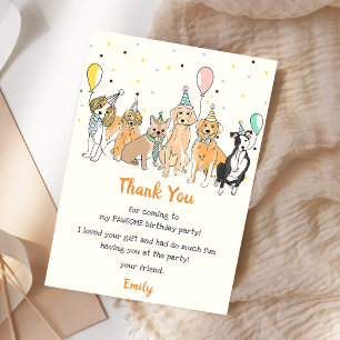 Puppy Dog Birthday Party Thank You Card