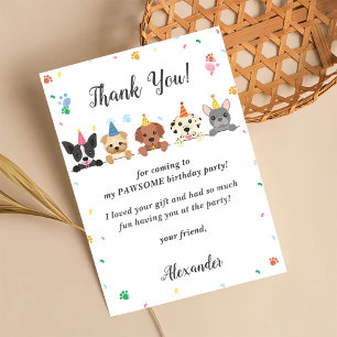 Puppy Dog Birthday Party Thank You Card