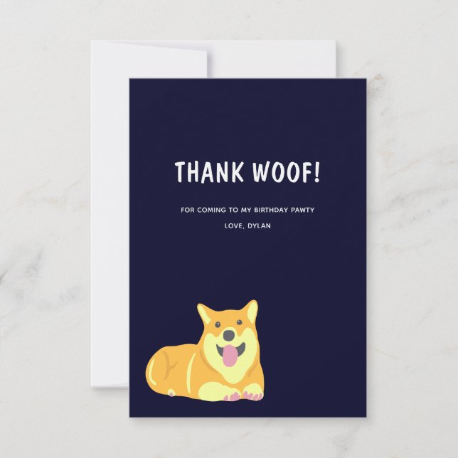 Puppy Dog Birthday Pawty Thank You Card (Front)