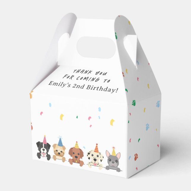 Puppy Dog Birthday Thank You  Favour Box (Front Side)
