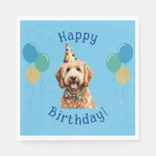 Puppy Dog Blue Birthday Paw-ty Napkin