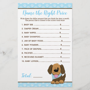 Puppy Dog Boy Baby Shower Price Right Game