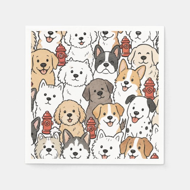 Puppy Dog Cocktail Napkins (Front)