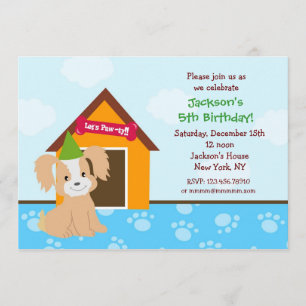 Puppy Dog Custom Birthda Party Invitations
