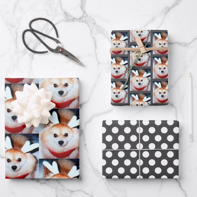 Puppy Dog Custom Photo Pomeranian Wrapping Paper Sheet (Front)