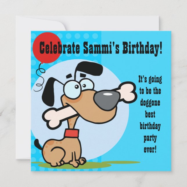 Puppy Dog Customised Birthday Invites (Front)