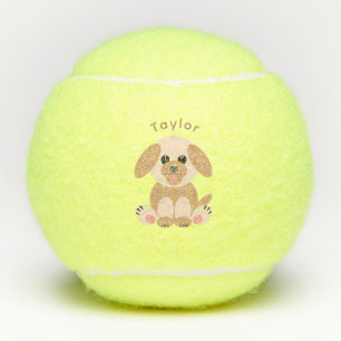 Puppy Dog Cute Cartoon Pastel Neutral Personalised Tennis Balls