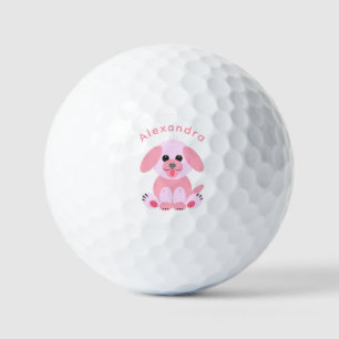 Puppy Dog Cute Cartoon Personalised Blush Pink Golf Balls