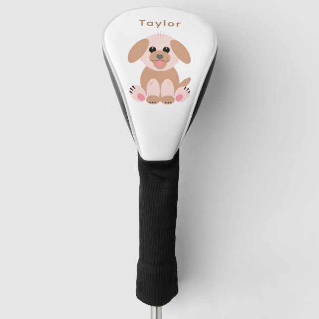 Puppy Dog Cute Cartoon Personalised Pastel  Golf Head Cover (Front)