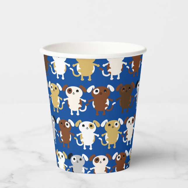 Puppy Dog Cute Colourful 1st Birthday Party Kids Paper Cups (Front)