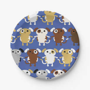 Puppy Dog Cute Colourful 1st Birthday Party Theme Paper Plate