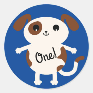 Puppy Dog Cute Colourful Kid's Birthday Party Them Classic Round Sticker