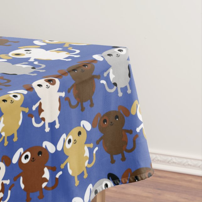 Puppy Dog Cute Colourful Kid's Birthday Party Them Tablecloth (In Situ)