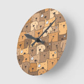 Puppy Dog Doodle Illustration Art Round Clock (Angle)