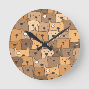Puppy Dog Doodle Illustration Art Round Clock