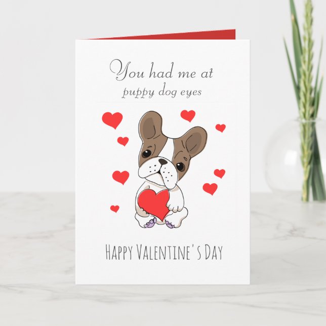 Puppy Dog Eyes Cute Valentine's Card (Front)